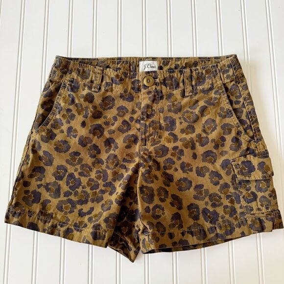 J. Crew Garment-dyed cargo short in leopard - Size 0 - Picture 1 of 5